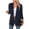 Luyaa, giacca blazer oversize da donna, casual, per lavoro e ufficio, con apertura sul davanti, in tessuto con fodera e spalline imbottite, Blu navy, Small