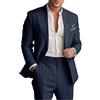 Botong Completo da uomo in lino da 2 pezzi, leggero, blazer e pantaloni, set estivo da spiaggia per matrimoni