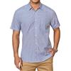 HISDERN Camicia Uomo Quadri a Manica Corta Cotone Bottoni Camicia Estiva Scozzese Uomo con Tasche Regular Fit Blu & Bianco M