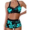 MUNSKT Costume Bikini Two Piece Ties Up Set Bikini Sportivo Taglie Grandi Costume da Bagno con Stampa Floreale Bella Costume da Bagno a Vita Alta per Donne