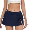 IHCEMIH Pantaloncini da bagno da donna con coulisse con gonna con slip da donna per nuoto spiaggia gonna a fessura modesto costumi da bagno tankini abiti avvolgente per donna UK, Blu, L
