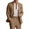 Botong Completo da uomo in lino da 2 pezzi, leggero, blazer e pantaloni, set estivo da spiaggia per matrimoni