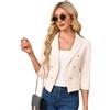 MODIURBAN Blazer corto da donna, maniche a 3/4, colletto a risvolto, cardigan business bolero aperto frontale (confezione multipla), albicocca, XL