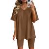 AGSEEM Due pezzi abiti per le donne estate scollo a V t-shirt top Biker pantaloncini allenamento tuta sportiva