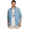 GUESS Uomo Camicia Manica Lunga M4GH02D3PF5 Cotone Blu Chiaro L