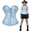 SilverChry Corsetto per Donne, Corsetto Stringivita, Bustino Donna Elegante, Bustier Donna Corpetto Top, Sexy Overbust Corsetti Bustino Vintage Gotico (IT, Testo, M, Regular, Regular, Azzurro)