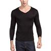 Paradise Silk Maglia da uomo in pura seta con scollo a V a maniche lunghe, Nero , Medium