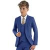 Botong Vestito elegante per bambini, 3 pezzi, con giacca con revers a lancia, gilet e pantaloni, smoking da bambino, per matrimoni e feste, Blu, 6 Anni