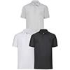 Fruit of The Loom - Polo da Uomo (Confezione da 3) Bianco/Nero/Heather L