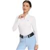 Harrison Howard - Camicia da Equitazione da Donna con Assorbimento del Sudore, Asciugatura Rapida, a Maniche Lunghe, con Zip 1/4, Base Layer, Bianco, S