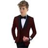 Botong Completo Formale con Sciarpa e Revers per Ragazzi 3 Pezzi Giacca Gilet Pantaloni Completo da Festa per Ragazzi Abito da Cerimonia Smoking per Bambini, Borgogna, 4 anni