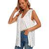 SMDPPWDBB Cardigan da donna in pizzo floreale all'uncinetto, senza maniche, aperto sul davanti