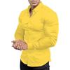 EOUOSS, Camicia da Uomo, Aderente, Maniche Lunghe, Elasticizzata, Casual, con Bottoni, Giallo, M