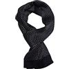 UK_Stone - Foulard da uomo, in 100% seta, sciarpa vintage, con motivo (a pois, nero e bianco)