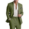 Botong Completo da uomo in lino da 2 pezzi, leggero, blazer e pantaloni, set estivo da spiaggia per matrimoni