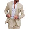Botong 2 pezzi vestito da uomo in lino per estate spiaggia matrimonio slim fit Groosmen Prom Smoking Business Suit