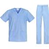 B-well Cesare Uniforme Sanitaria Donna e Uomo Unisex Set con Camice e Pantalone, Blu XL