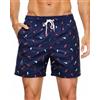HLVEXH Pantaloncini Uomo Mare Sportivi Estivi Asciugatura Veloce Costume da Bagno con Fodera Mesh Pantaloncini da Surf Pesce Squalo Blu L