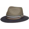 Stetson Romaro Toyo Traveller Cappello di Paglia da Uomo - in Viscosa - Protezione UV 40+ - Tesa Larga - con Nastro Decorativo in Gros-Grain a Righe - Primavera/Estate Grigio M (56-57 cm)