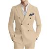 Botong Completo doppio petto da uomo in lino 2 pezzi leggero smoking blazer pantaloni set Prom Suit, Champagne, 52