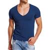 Zecmos Maglietta elasticizzata da uomo con scollo a V profondo, vestibilità aderente, taglio basso, da uomo, Blu reale, 3XL