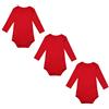 BINIDUCKLING - Confezione da 3 Body a maniche lunghe per bambino (3-6 mesi, Rosso)