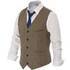 PJ PAUL JONES Paul Jones - Gilet da uomo in tweed a spina di pesce, in lana di alta qualità, Caffè leggero, L