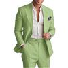 Botong Completo da uomo in lino da 2 pezzi, leggero, blazer e pantaloni, set estivo da spiaggia per matrimoni, Salvia, 54