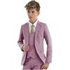Botong 3 PC Completo Formale per Ragazzi con Giacca a Revers a Punta Vestito Pantaloni Completo da Festa per Ragazzi Abito da Cerimonia per Bambini, Rosa polvere, 8 anni