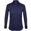 Tina Ferrà Camicia Uomo Elegante Tinta Unita Regular Camicie da Uomo in Cotone Manica Lunga, Camicia Uomo con Bottoni, Camicia Artigianale Sartoria Napoletana (Blu Scuro 41)