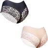 BLESO - Femboy Mens Pizzo Sissy Pouch Mutandine Slip Bikini Tanga G String Lingerie Biancheria Intima, Nero+Pelle, Taglia Unica