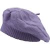 ZLYC Berretto francese, reversibile, tinta unita, lavorato a maglia, caldo, per donne e ragazze, Modello Cavo Viola, Taglia unica