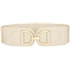 VONMELLI Cintura elastica intrecciata in paglia per abiti da donna, cintura in stile bohémien, ampia cintura in rafia e rattan intrecciata con fibbia dorata, Beige, M:Fit Waist Size 30-33