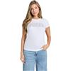 Guess T-Shirt da Donna in Pizzo con Logo a Maniche Corte Eco, Bianco Puro., S