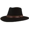 Hut Breiter Breiter Cappello da Trekking Feltro 100% Lana, Pieghevole e Impermeabile, Fedora Finiture in Pelle, da Uomo e Donna, Nero, 58