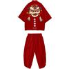 DOSLAVIDA Set kimono giapponese da uomo, elegante giacca aperta sul davanti con pantaloncini, cardigan stampato, stile cinese