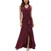FQA Abito da Sera Formale da Donna, Elegante, per Feste o Balli, Lungo e Sexy, Scollo a V, Senza Maniche, con Spacco Incrociato