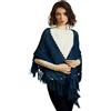 BEAUTELICATE Scialle all'uncinetto Donna Caldo Sciarpa Maglia Triangolare Lunga Frange Stole per Autunno Inverno,Blu mare