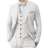 Leader of the Beauty Abito da uomo in lino 3 pezzi formale da uomo d'affari blazer pantaloni abito con risvolti a tacca matrimonio testimoni dello sposo abbigliamento per feste, bianco, 50