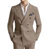 Botong Completo doppio petto da uomo in lino 2 pezzi leggero smoking blazer pantaloni set Prom Suit, cachi, 56