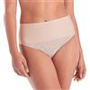 Maidenform Women's Tame Your Tummy Shaping Lace Thong with Cool Comfort, Transparent/Nude, Medium