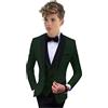 Botong Completo Formale con Sciarpa e Revers per Ragazzi 3 Pezzi Giacca Gilet Pantaloni Completo da Festa per Ragazzi Abito da Cerimonia Smoking per Bambini, Verde, 16 anni