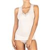 EGI Canotta donna 85% lana e 15% seta con scollo in pizzo e spalla larga Egi (5/L, Bianco lana)