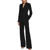 Botong Completo Donna Doppiopetto 2 Pezzi Tailleur Pantalone Business Outfit Elegante Casual Smoking Formale, Nero , M