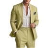 Botong Completo da uomo in lino da 2 pezzi, leggero, blazer e pantaloni, set estivo da spiaggia per matrimoni