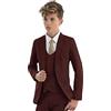Botong Vestito elegante per bambini, 3 pezzi, con giacca con revers a lancia, gilet e pantaloni, smoking da bambino, per matrimoni e feste