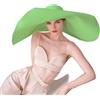 Askljeby Cappelli di paglia da spiaggia oversize per le donne Floppy, cappello con visiera parasole extra large a tesa larga estivo arrotolabile grande cappello da spiaggia da donna pieghevole, Verde, 7 1/8-7