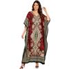Art Of Creation Abito caftano lungo da donna, taglie forti, Rosso mattone, taglia unica