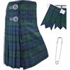 Kilt Mania Kilt da uomo - Tartan scozzese tradizionale 5 iarde (4,57 m) 16oz lana acrilica premium, kilt tartan fatti a mano con 3 cinturini in pelle - Include flash per kilt e spilla per kilt, Orologio nero