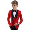 Botong Scialle Risvolto Abito Formale per Ragazzi 3 PC Giacca Gilet Pantaloni Ragazzi Partito Vestito Da Matrimonio Smoking Kids Suit, Rosso, 8 Anni